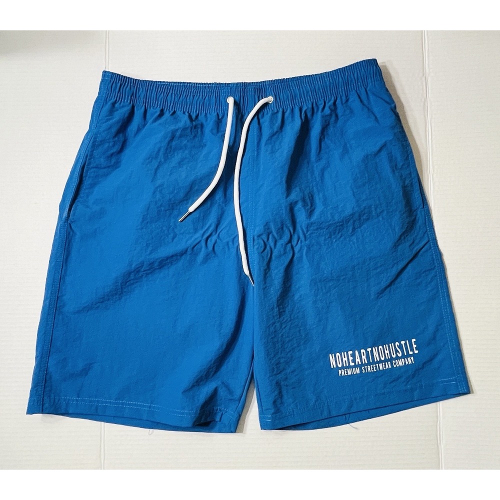 NWOT No Heart‎ No Hustle Windbreaker Shorts Men's 2XL Blue Gym Casual BroCore